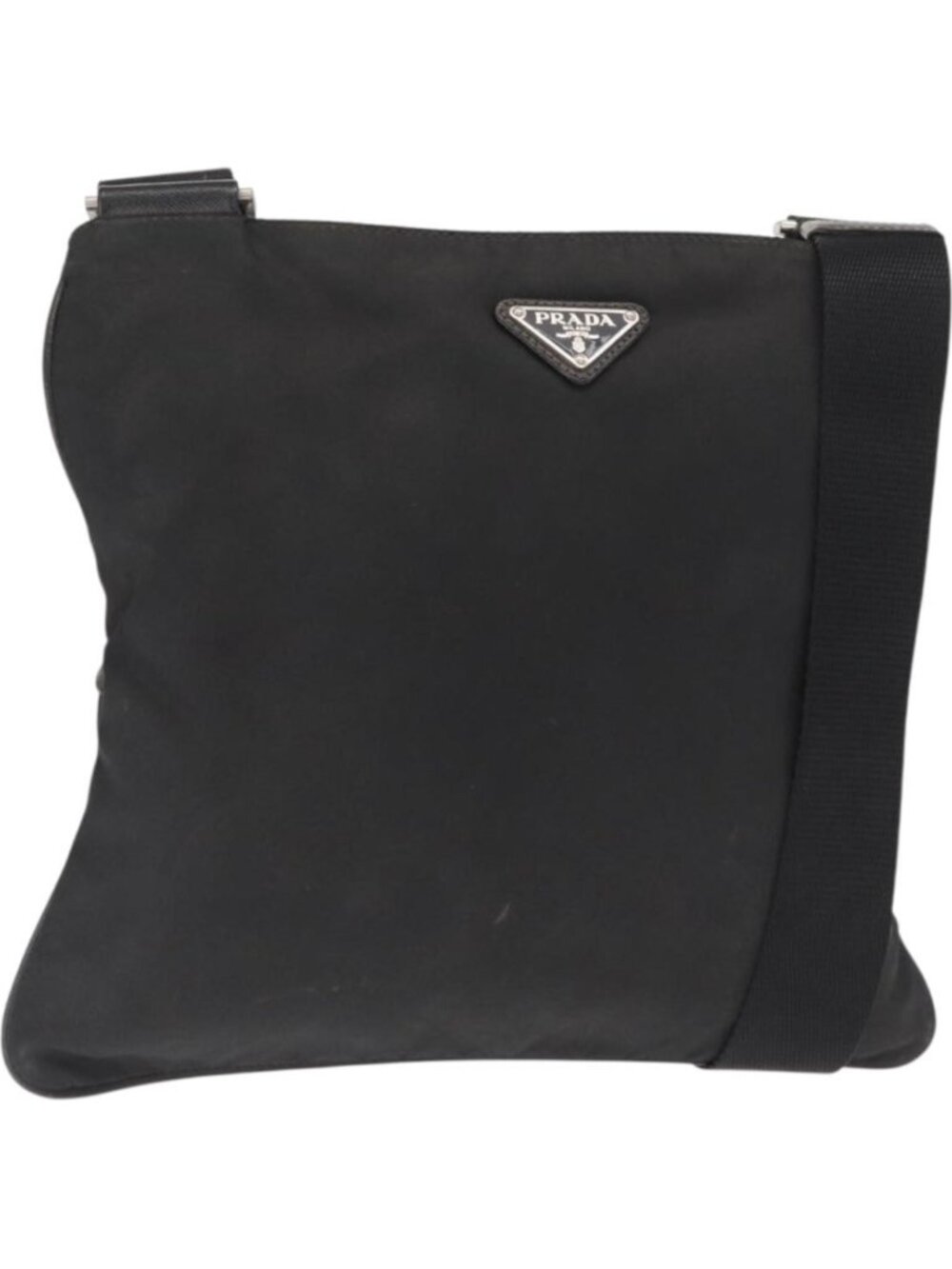 PRADA Shoulder Bag Nylon Black Silver
